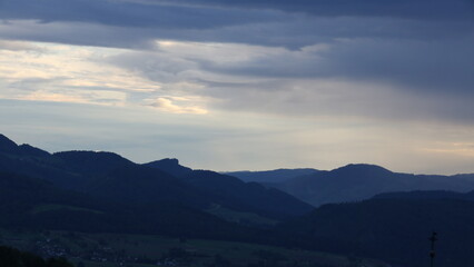 blue sunset in the mountains