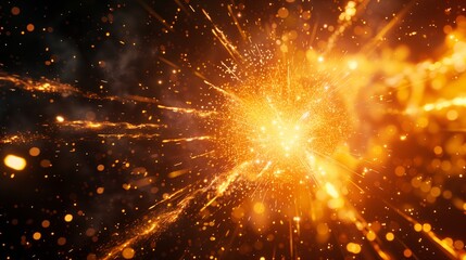 Obraz premium A close-up of a single firework exploding in the sky, showcasing intricate details.