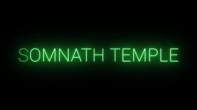 Flickering neon green glowing Somnath text animated on black background