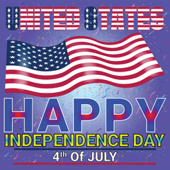 United States Happy Independence Day 4th July with very Attractive Colorful Theme and Confetti