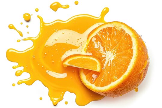 A glass filled with freshly squeezed orange juice and an orange slice on the rim