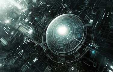 Fototapeta premium Sci-Fi Tech Lab 3D Render