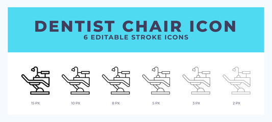Dentist chair line icon with different stroke. Vector illustration.