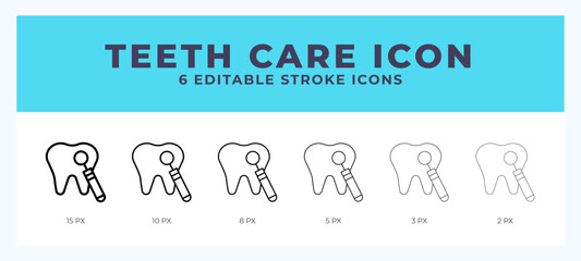 Teeth care icon. Outline. Lineal icon symbol vector. Black outline.