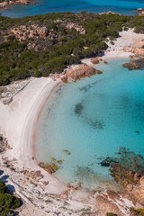 view of popular Sardinian destination spiaggia rosa, pink beach, budelli, la Maddalena Sardinia