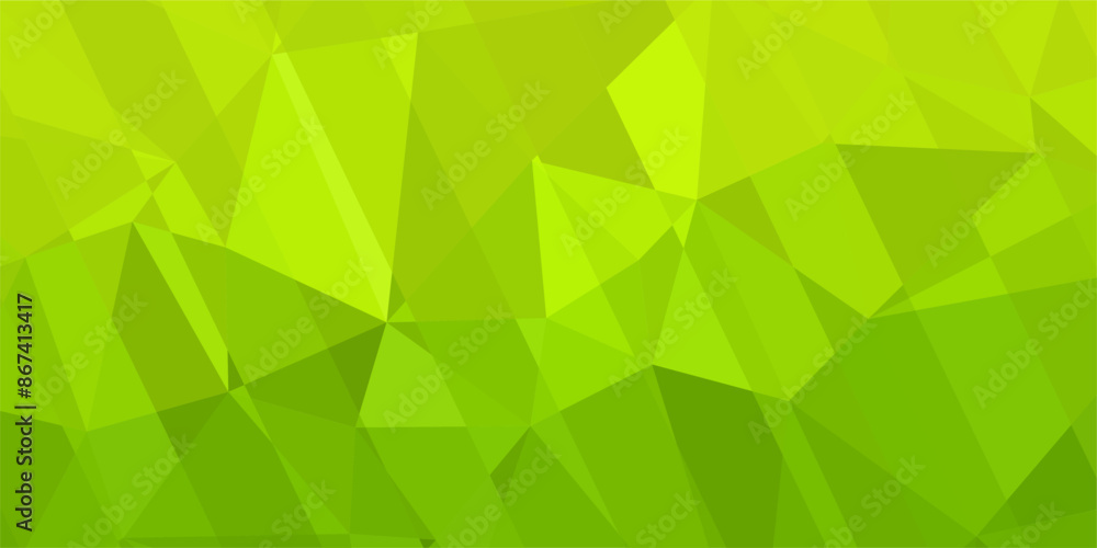 Wall mural abstract green background with triangles and strip lines - Wall murals