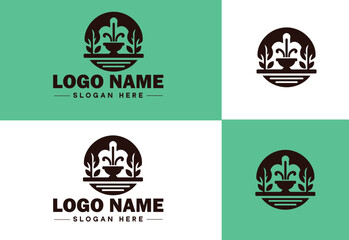 Fototapeta premium Fountain icon Water feature Well Spring flat logo sign symbol editable vector