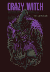 vector artwork crazy witch