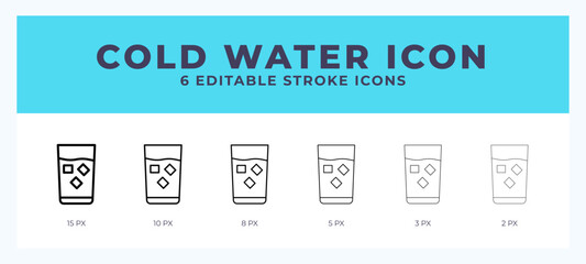 Cold water line icon for websites and apps. Vector illustration with editable stroke.