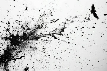 Fototapeta premium Stylish Black and White Art Abstract Expressionism Paint Splatter