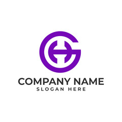 Circle GH initial lettermark in modern and minimalist