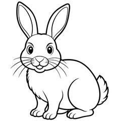 Line art of cute easter Bunny Rabbit vector illustration 