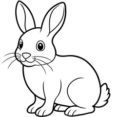 Line art of cute easter Bunny Rabbit vector illustration 