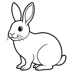 Line art of cute easter Bunny Rabbit vector illustration 