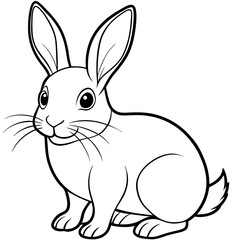 Line art of cute easter Bunny Rabbit vector illustration 