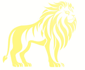 Fototapeta premium Graphic, watercolor, drawing, painting, design, logo, lion on a white and transparent background. 