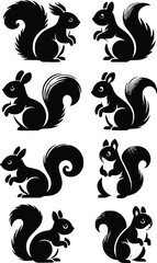 squirrel silhouettes set illustration vector
