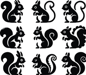 squirrel silhouettes set illustration vector