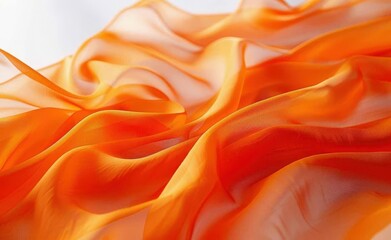 Obraz premium Vivid Orange Wavy Fabric Texture, Beautifully Crafted Ribbons for Decor