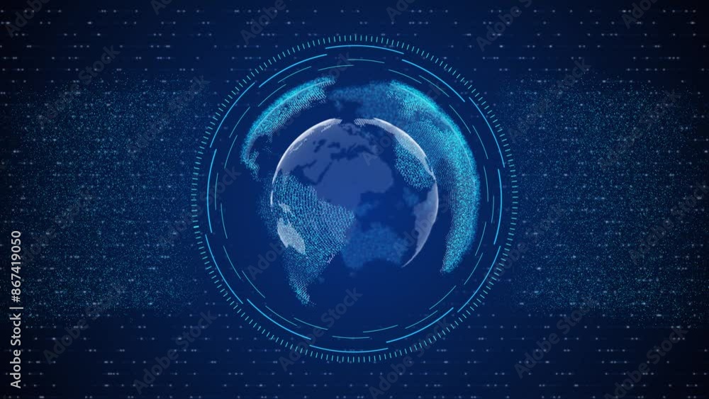Aufkleber digital earth map globe, network technology 6g hi speeds connection futuristic abstract background c
