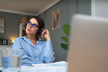 Young freelance business finance woman have problem with attention deficit hyperactivity disorder...