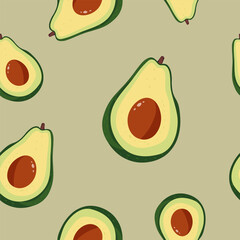 Seamless pattern with avocado. Vector illustration in flat style
