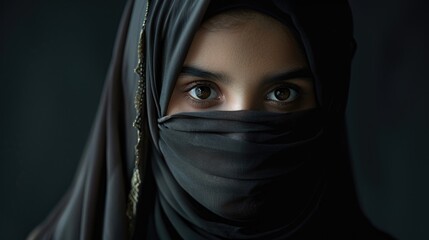 Naklejka premium A close-up shot of a person wearing a veil, ideal for use in portraits or as a symbol of anonymity