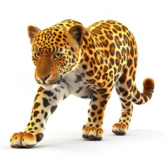 Obraz premium Leopard 3D cartoon isolated whitebackground