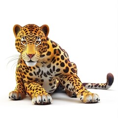 Obraz premium Leopard 3D cartoon isolated whitebackground