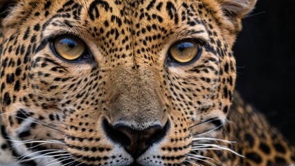 Fototapeta premium a close up of a leopard's face on a black background