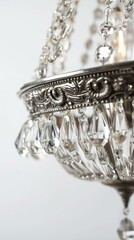 1920s art deco style crystal chandeliere on a white background