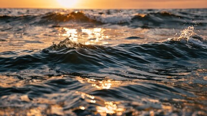 Fototapeta premium a close up of a body of water with waves