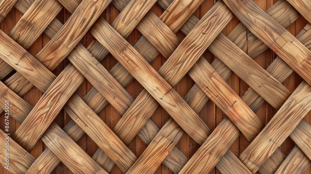 Poster a close-up view of a wooden fence with a unique pattern, suitable for use in various designs and the