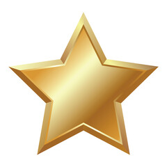 Isolated gold star with metallic effect. Element for Awards, medals, rating designation, status on a transparent background. Vector EPS10