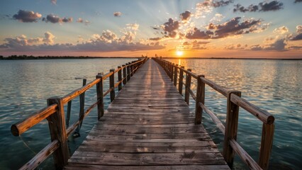 a wooden bridge over a body of water
