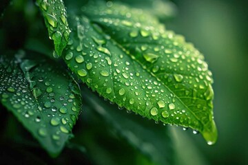 Beautiful Dewy Leaf with Rain Drops in High Resolution
