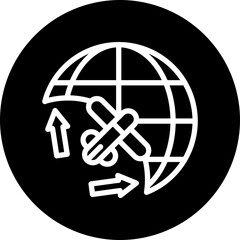 Worldwide Shipping Vector Line White Circle Black