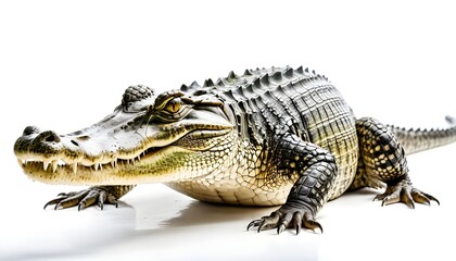 Fototapeta premium crocodile on a white, A Beautiful Image of a crocodile Isolated on a White Background
