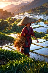 Farmers grow rice