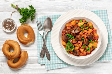 turkish meatball stew, sulu kofte, in a bowl