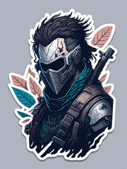 A cyberpunk demon assassin warrior ninja stands in a neon-lit alley, ready for action, with a glowing katana and futuristic armor.