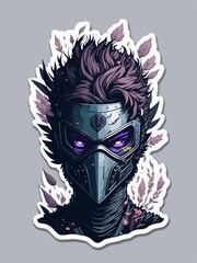 A cyberpunk demon assassin warrior ninja stands in a neon-lit alley, ready for action, with a glowing katana and futuristic armor.