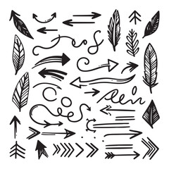 Set of hand-drawn black lines with arrow