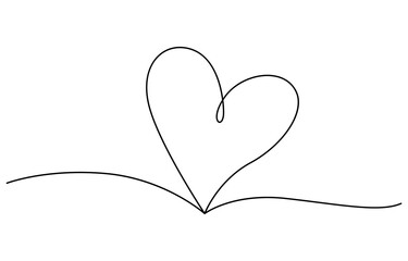 Abstract hearts as continuous line drawing on white as background, A red heart shape. Herz Psalm 23, simple heart illustration, A romantic and simple image. A diagram of a heart on a white background.