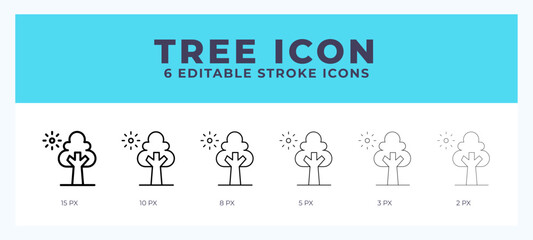 Tree icon symbol. Outline. Lineal icon with editable stroke.