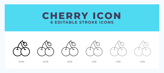 Cherry vector icon. With different stroke vector illustration.