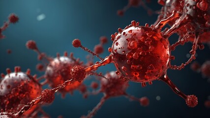 Corona Virus In Red - Microbiology And Virology Concept - 3d Rendering
