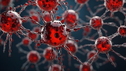 Corona Virus In Red - Microbiology And Virology Concept - 3d Rendering