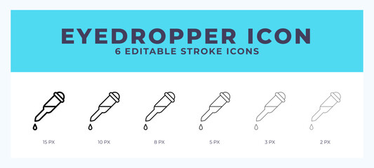 Eyedropper line icon illustrations with editable strokes.
