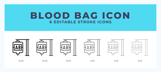 Blood bag vector icon. With different stroke vector illustration.
